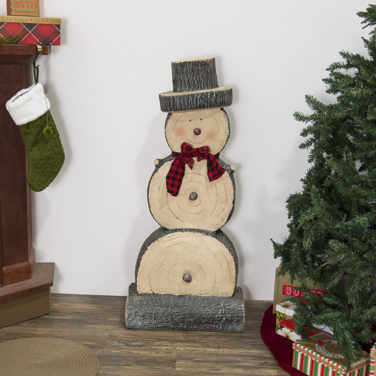 The Holiday Aisle® Wooden Snowman Statue & Reviews Wayfair Canada